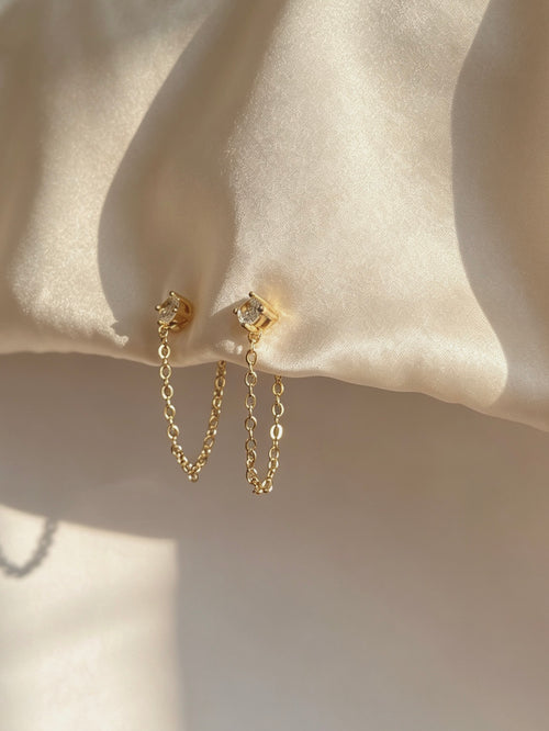Dainty Chain Drop Stud Earrings