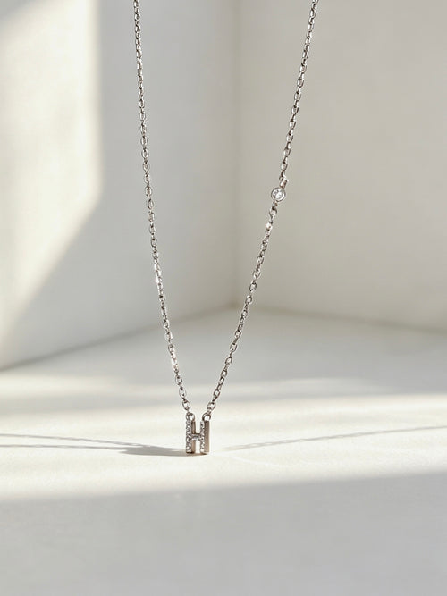 Ciel Tiered Side Stone Initial Necklace